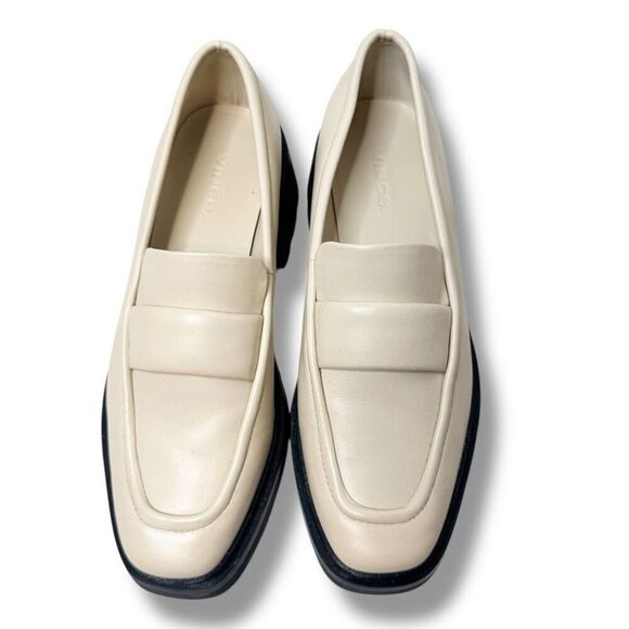 Vince Robin Leather Loafer in Moonlight Cream Lug Soled Heeled Women’s Size 7.5 - Picture 4 of 11